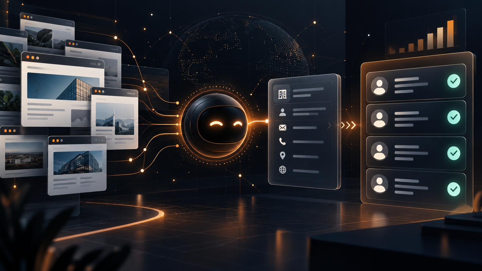 Chase AI lead discovery workflow moving from public company websites to qualified leads